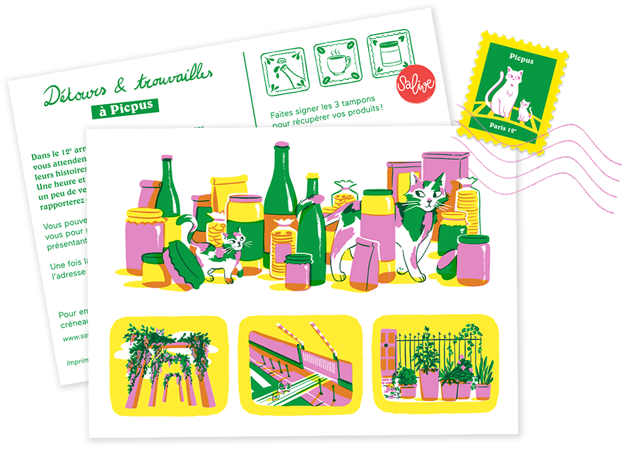Visuel recto/verso de la carte postale "Détours et Trouvailles à Picpus"